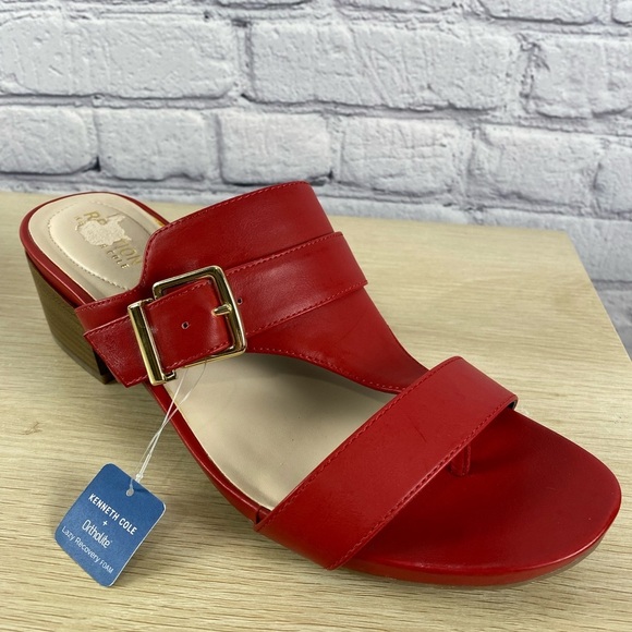 Kenneth Cole Red Sandals Heels Flip Flops Open Toed Sandals size 10 NWT - Picture 13 of 13